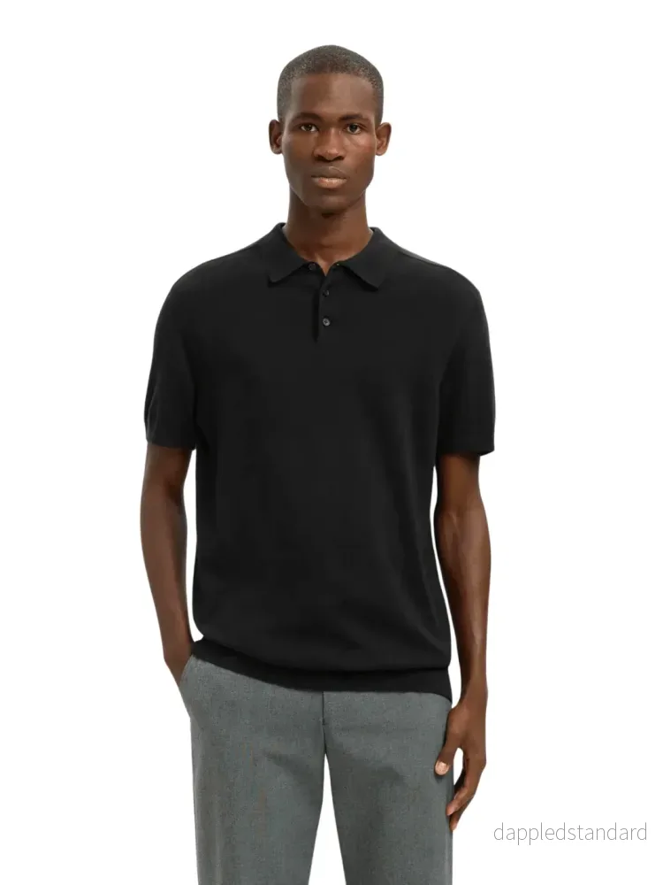 Selected Homme Sort Strik Polo Selected Homme Sort Strik Polo