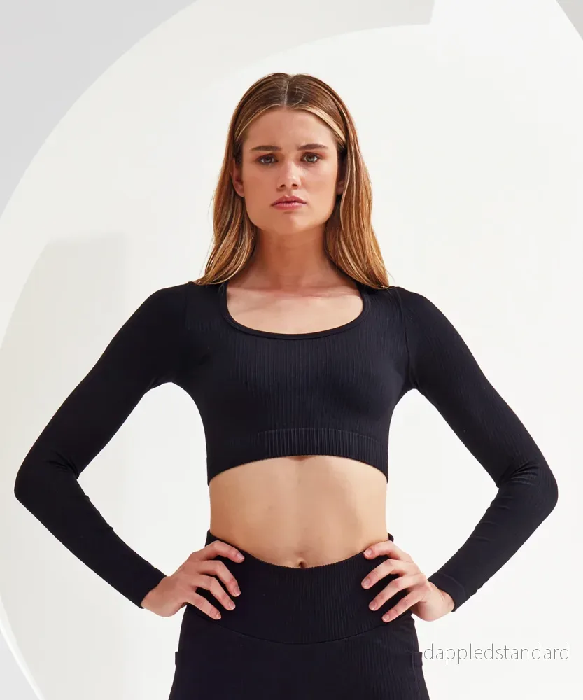 Dam TriDri ribbad sömlös ’3D Figursydd’ crop top