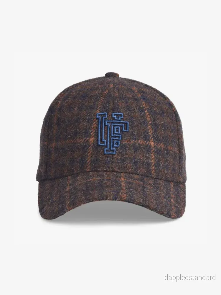 Navy – Brun Ternet Upfront Uld Kasket Navy – Brun Ternet Upfront Uld Kasket