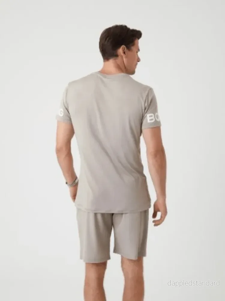 Beige Björn Borg Performance T-Shirt - Bild 2