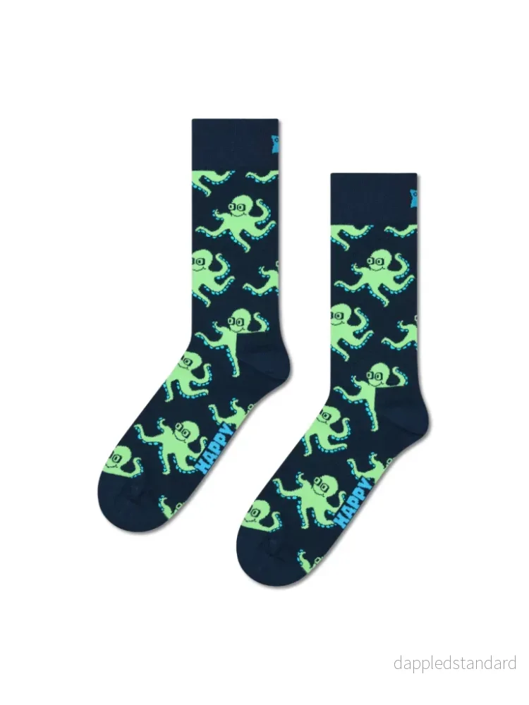 Happy Socks Mørkeblå Blæksprutte Strømpe Til Ham