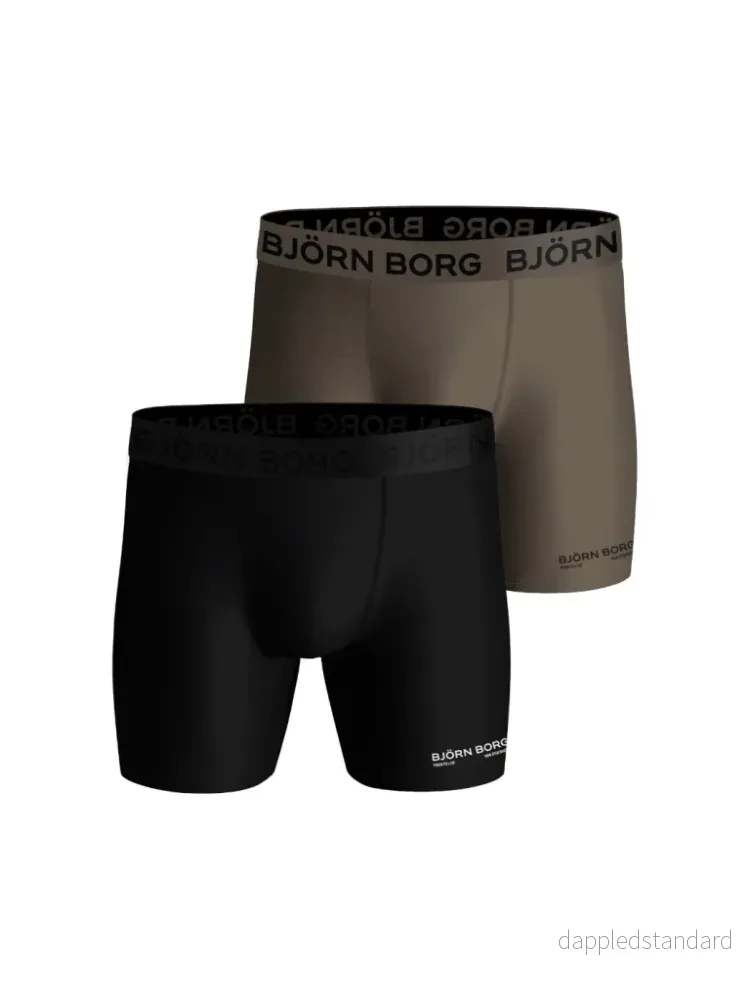 2-pack svart / brun Björn Borg Performance boxershorts 2-pack svart / brun Björn Borg Performance boxershorts