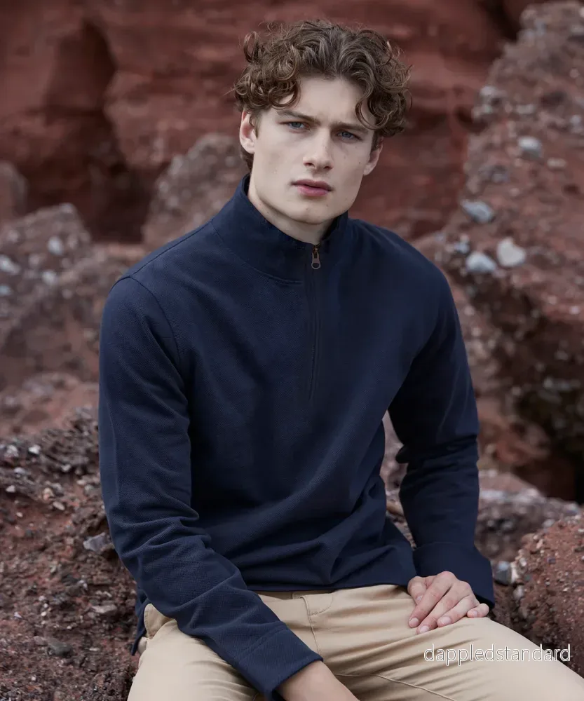 Premium piqu 1/4-zip topp Premium piqu 1/4-zip topp