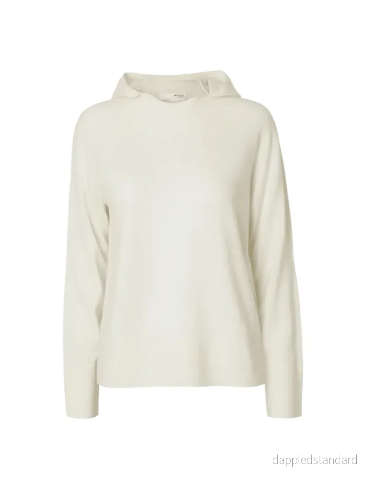 Selected Råhvid Merino Strik Hoodie Selected Råhvid Merino Strik Hoodie