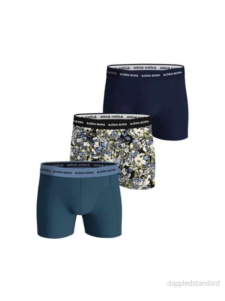 Björn Borg 3-Pack Boxer Shorts Blå – Mønster Björn Borg 3-Pack Boxer Shorts Blå – Mønster