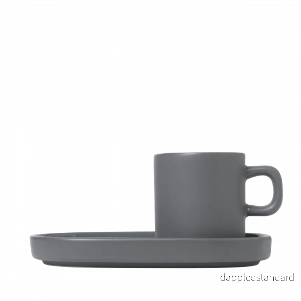 Set med 2 espressokoppar Pilar espressomuggar med fat 50ml 2-pack