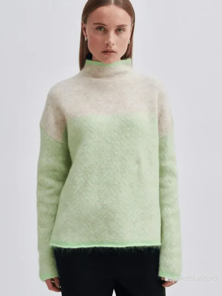 Beige – Neongrön Second Female Herrin Knit Beige – Neongrön Second Female Herrin Knit