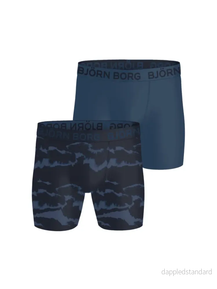 Björn Borg 2-Pack Blå Performance Boxer Shorts Björn Borg 2-Pack Blå Performance Boxer Shorts