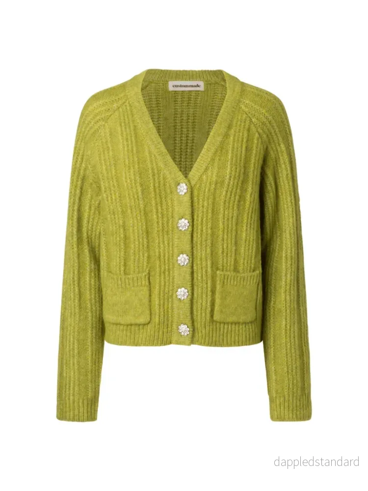 Lime Vanora Custommade Stickatd Cardigan Lime Vanora Custommade Stickatd Cardigan