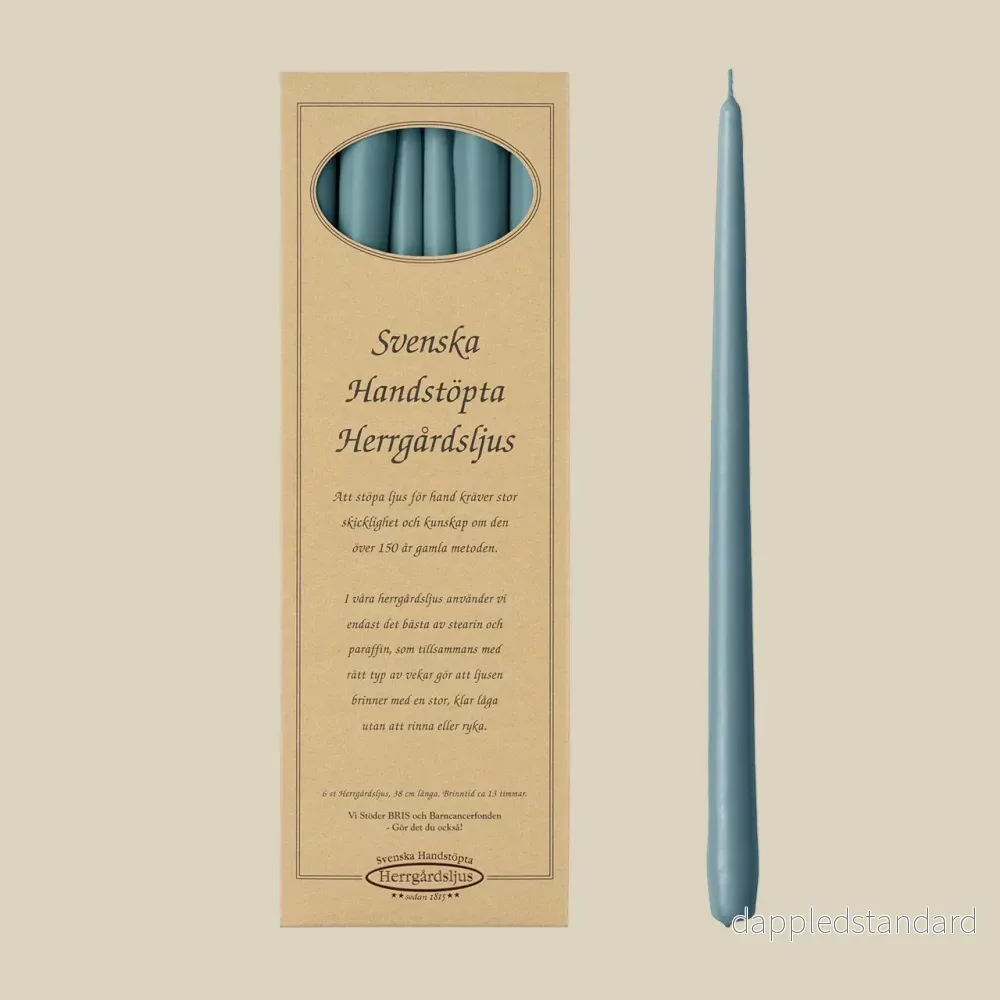 Handstöpta Herrgårdsljus, Duvblå Handstöpta Herrgårdsljus, Duvblå