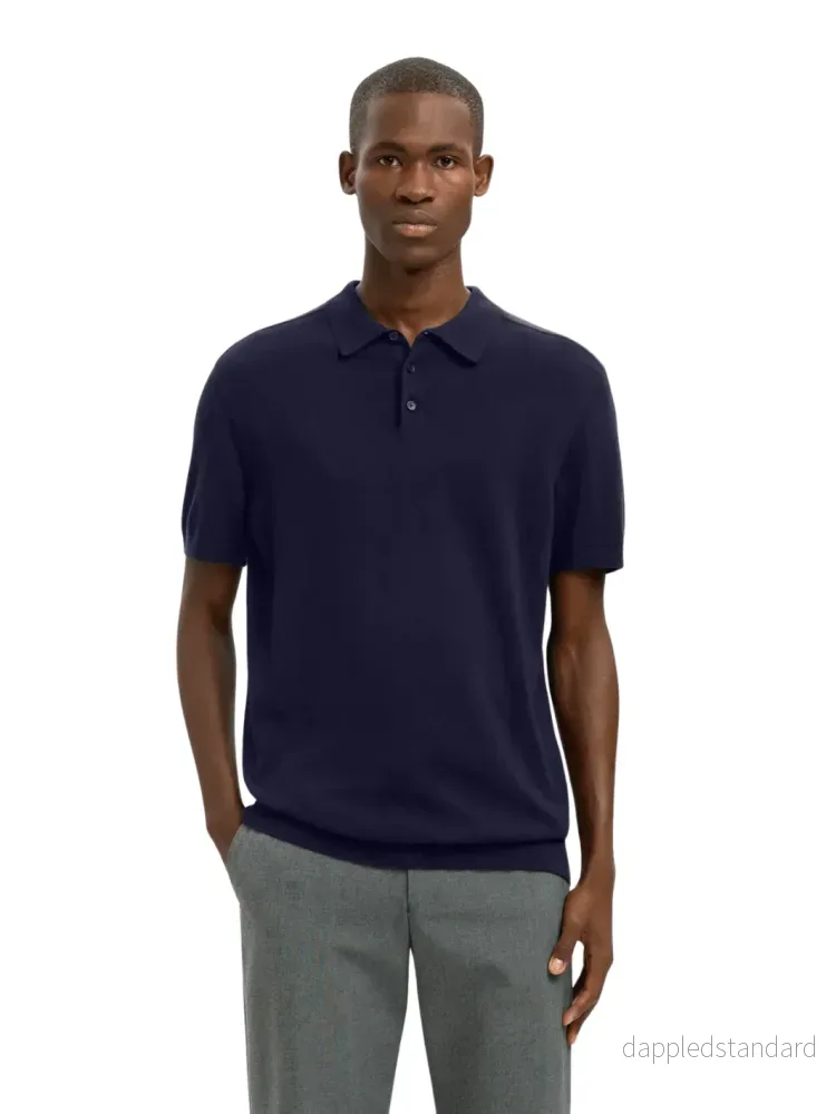 Selected Homme Mørkeblå Strik Polo Selected Homme Mørkeblå Strik Polo