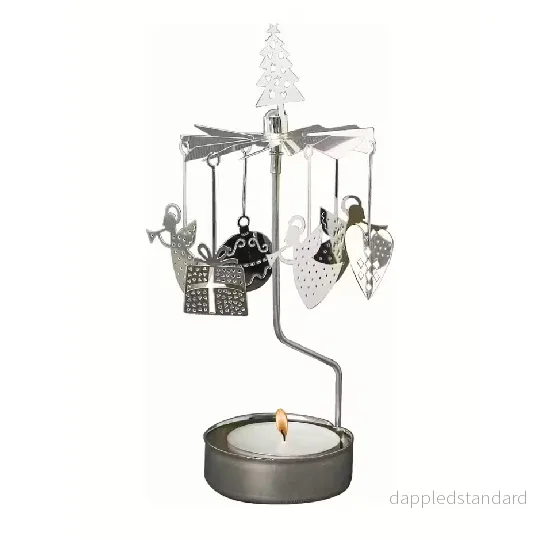 Rotary Candle Holder Christmas Deco Silver