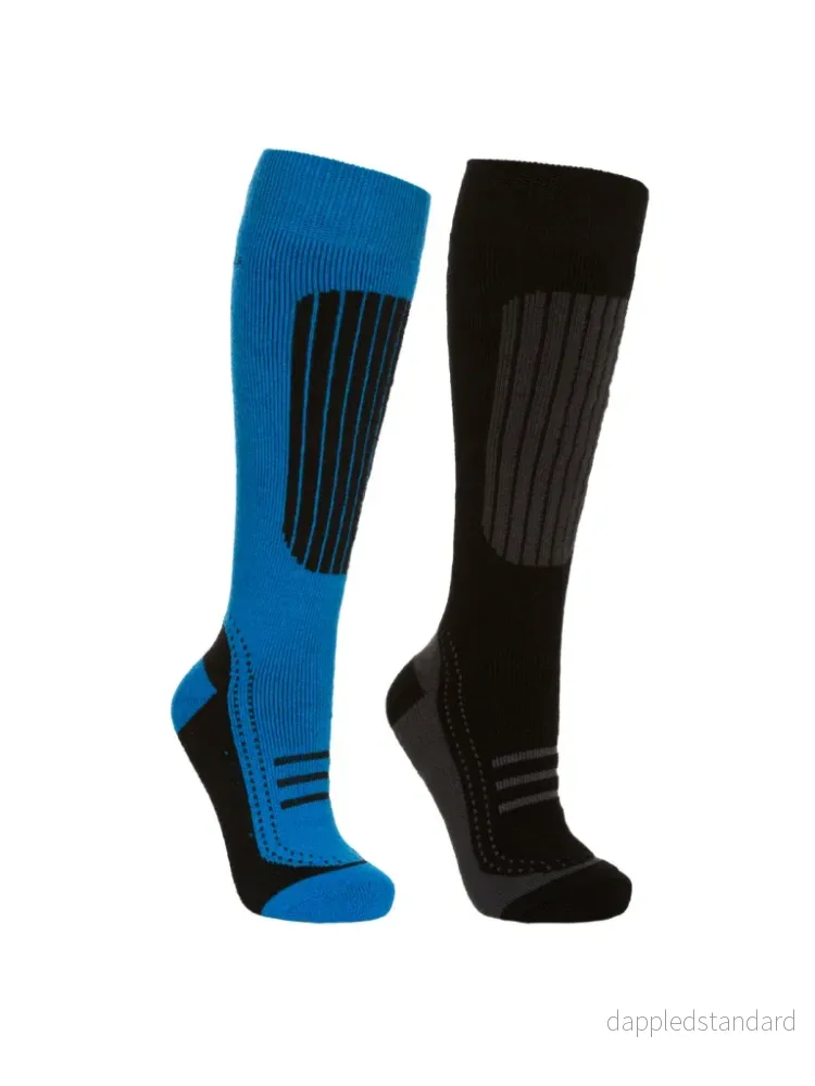 Trespass Sort Og Blå Langdon Unisex Skisokker 2 Pack Trespass Sort Og Blå Langdon Unisex Skisokker 2 Pack