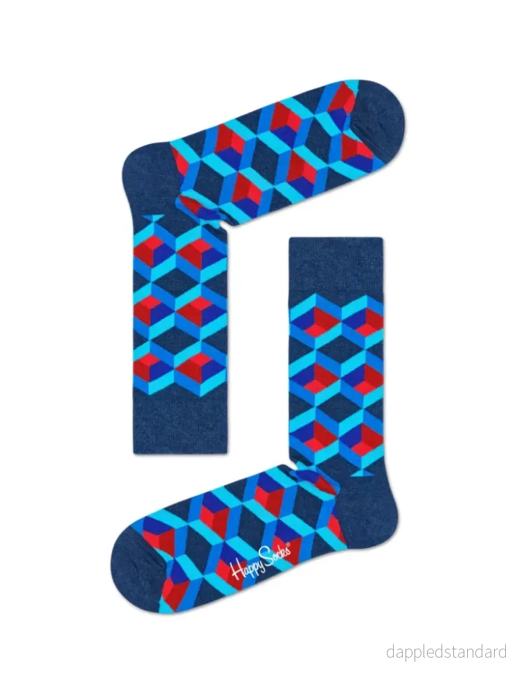 Blå Happy Socks Optic Square Sock For Her Blå Happy Socks Optic Square Sock For Her