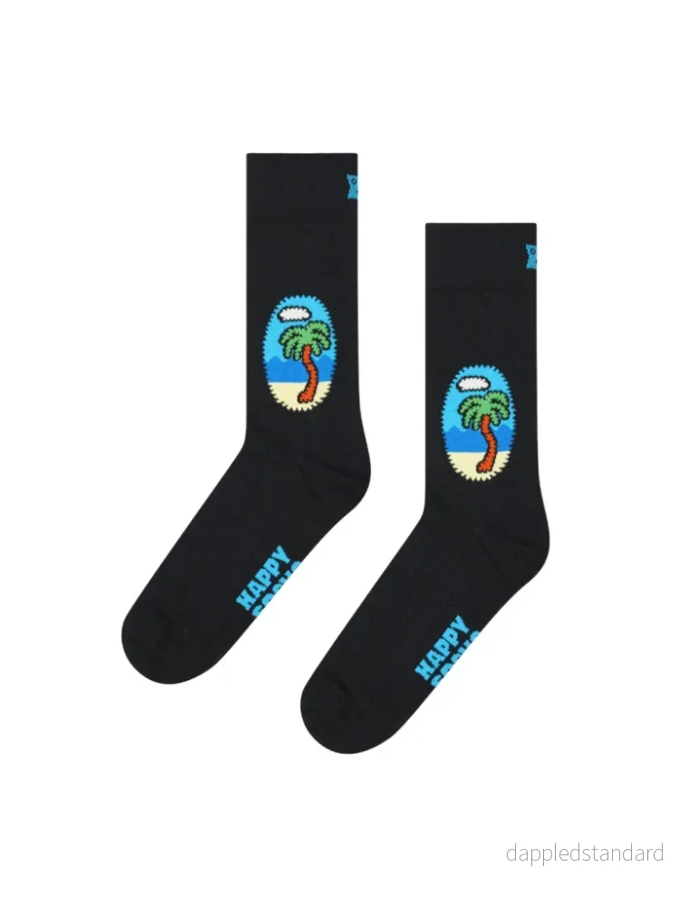Happy Socks Sort Palme Strømpe Til Ham Happy Socks Sort Palme Strømpe Til Ham