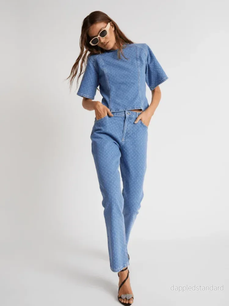Blue Polka Dot Oxana Custommade jeansbyxor Blue Polka Dot Oxana Custommade jeansbyxor