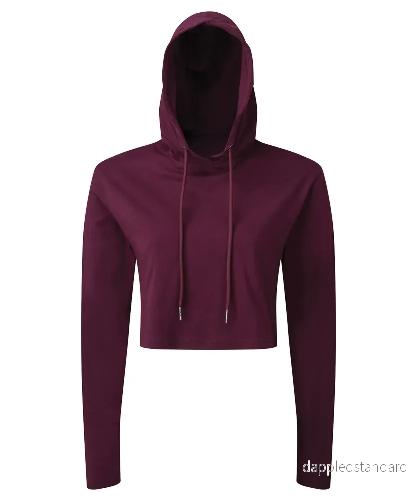 Dam TriDri cropped hooded långärmad t-shirt med huva Dam TriDri cropped hooded långärmad t-shirt med huva