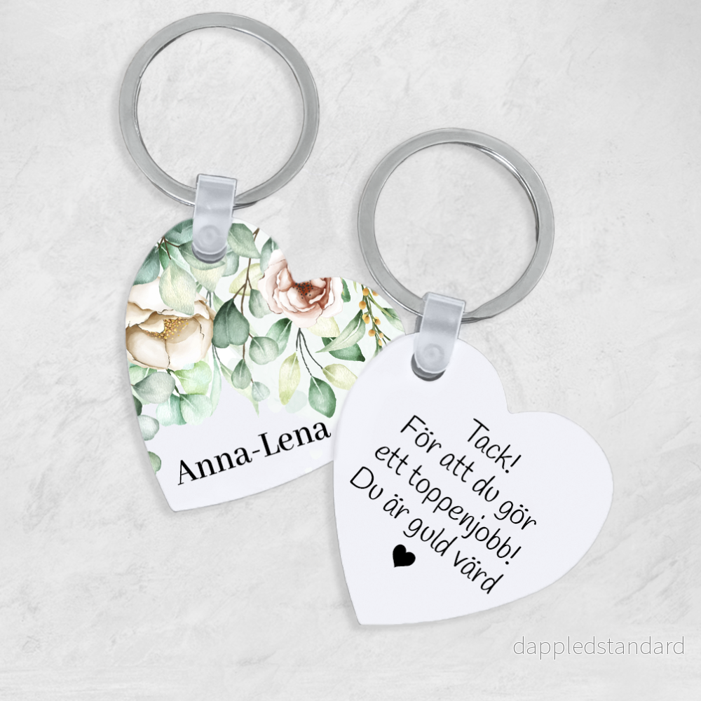 Nyckelring 5cm | Blommor | Text