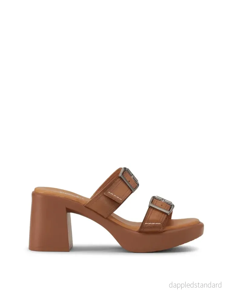 Shoe Biz Wales Cognac Plateau Sandal i Læder Shoe Biz Wales Cognac Plateau Sandal i Læder