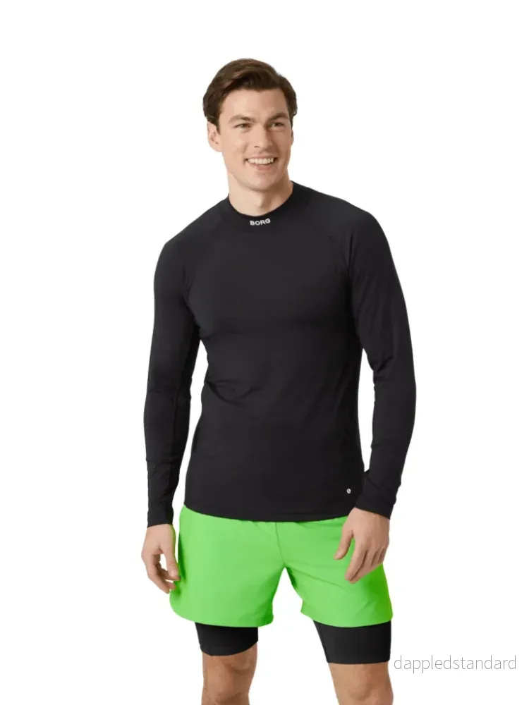 Björn Borg Sort Performance Mock Neck Langærmet T-Shirt
