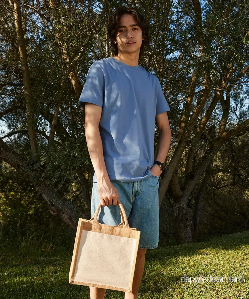 Jute Midi Tote with Cotton Pocket