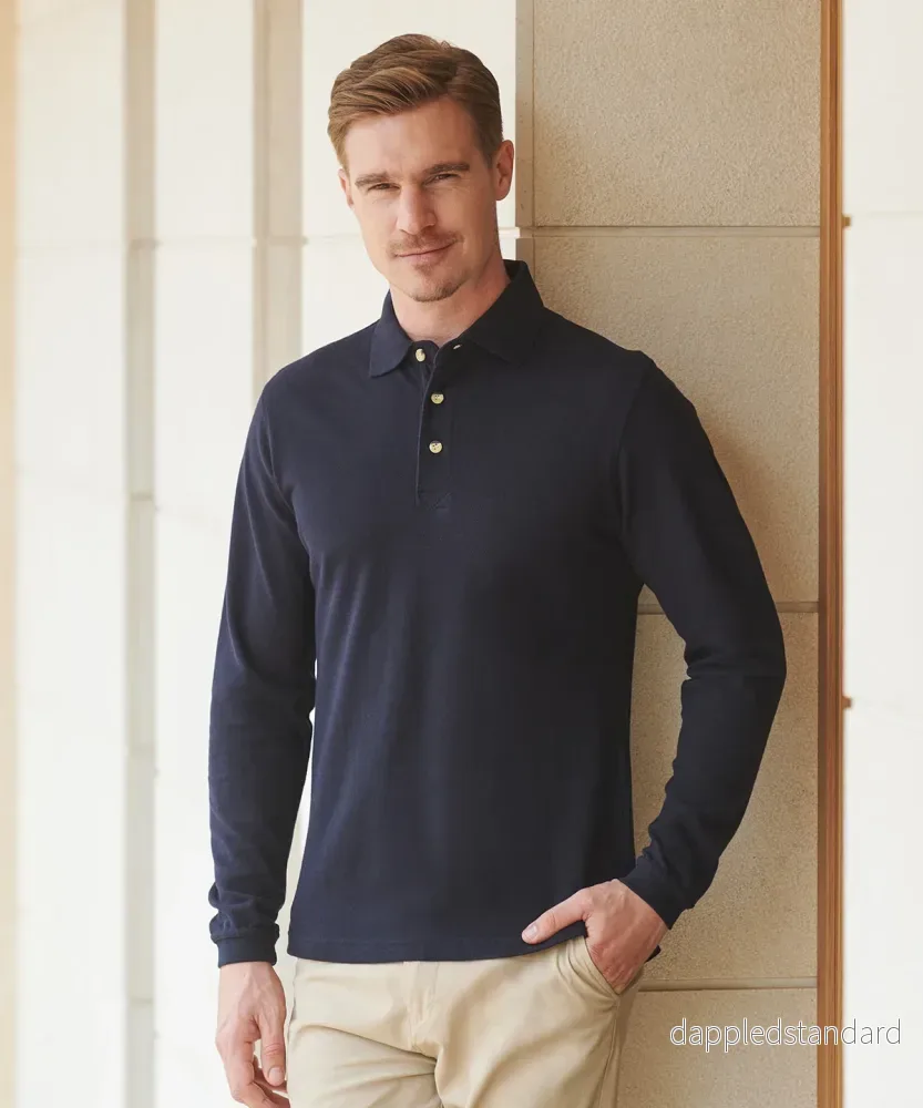 Long Sleeve Cotton Polo
