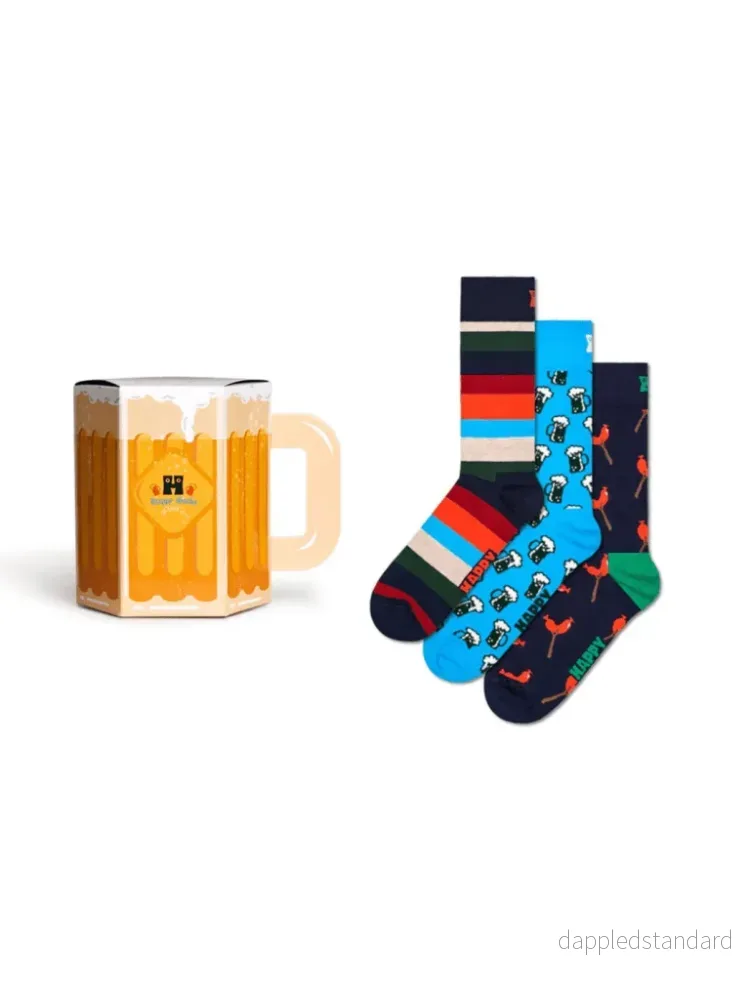 Happy Socks 3-Pack Øl Og Pølse Gaveæske Til Ham