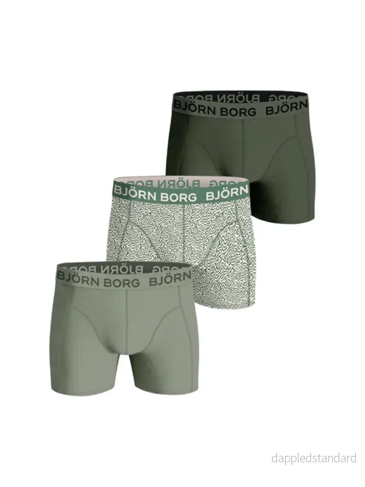 Björn Borg 3-Pack Boxer Shorts Lysegrønne Farver – Mønster