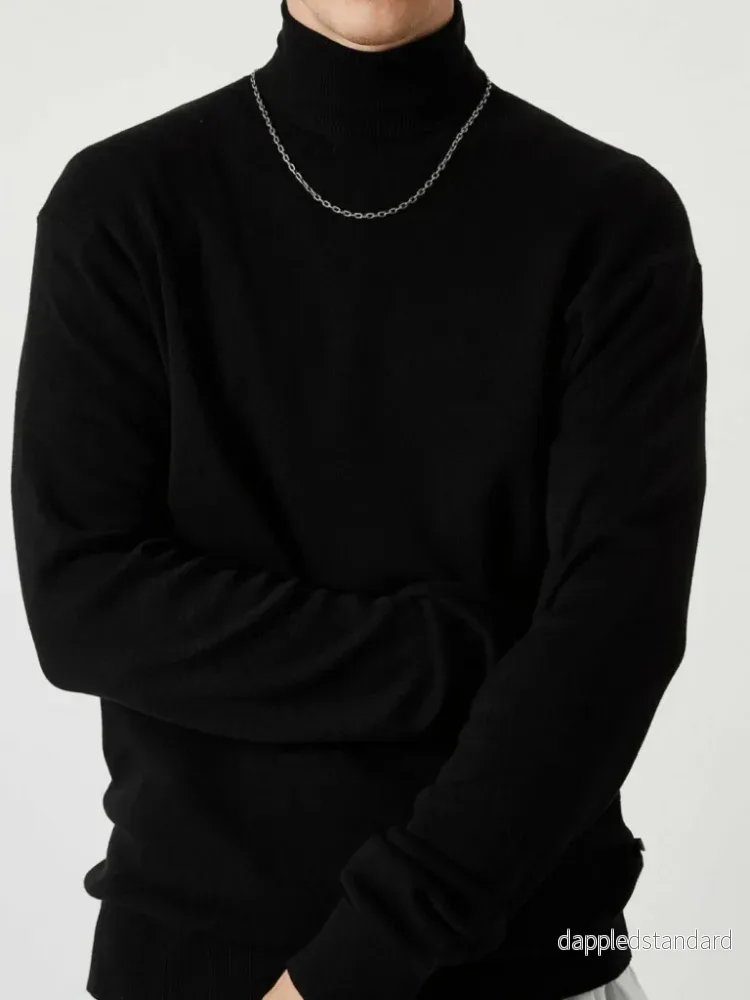 Svart Yakob Turtleneck Stickatd för män från Minimum - Bild 2