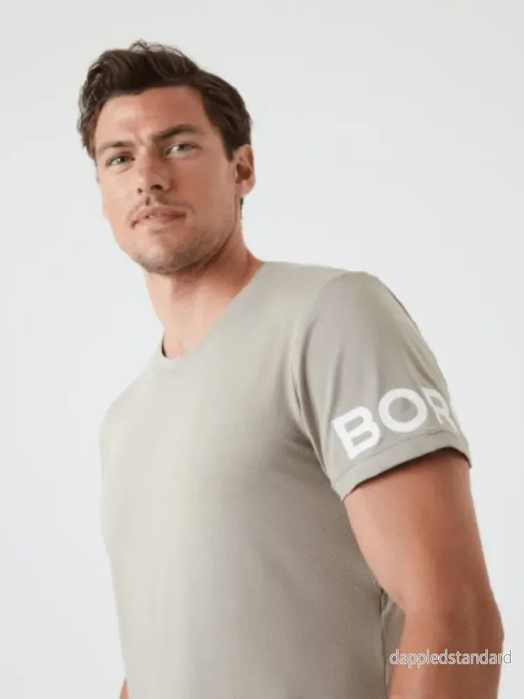 Beige Björn Borg Performance T-Shirt - Bild 3