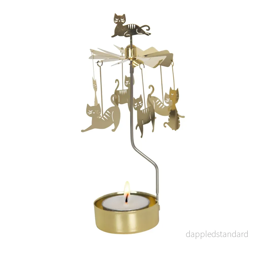 Rotary Candle Holder Cat Family