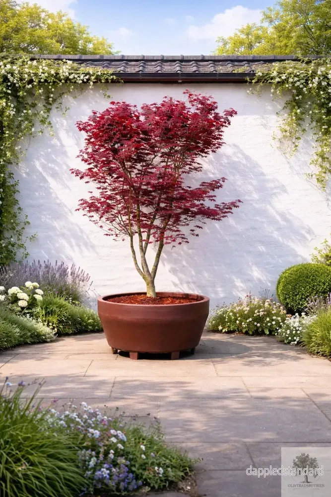 Japansk lönn rödbladig – praktexemplar – Acer palmatum Fireglow – 300 cm +
