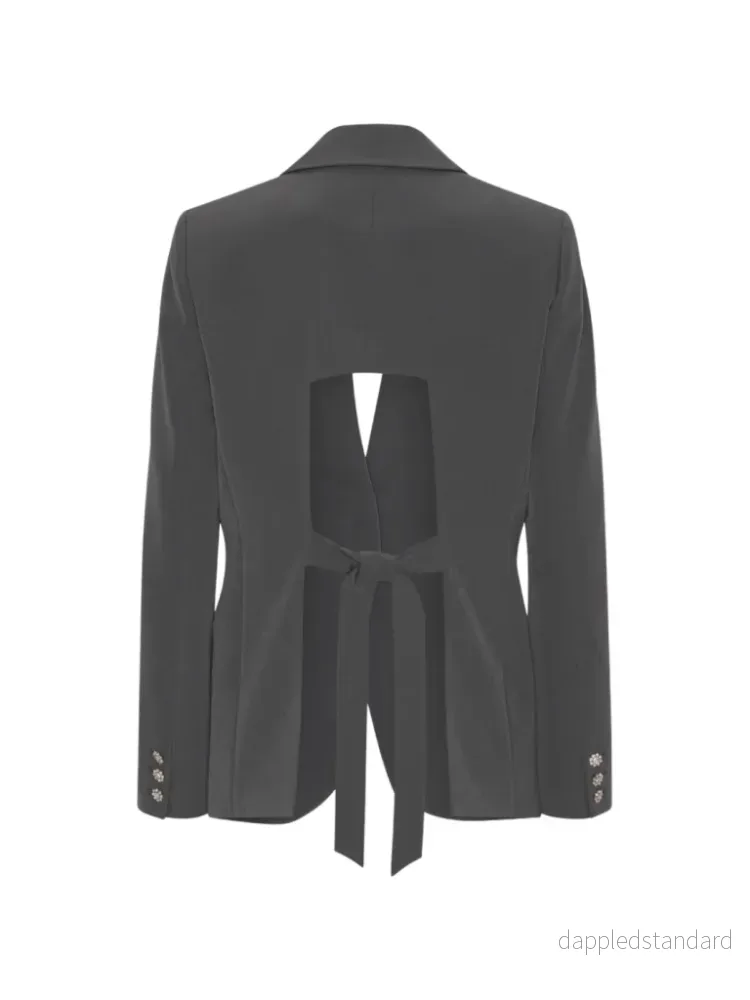 Mörkgrå Georgette Custommade Blazer - Bild 2