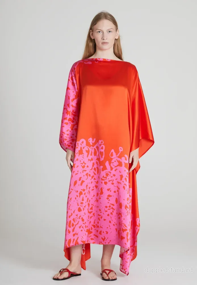 Majestic Silk Dress Kaftan - Fiery Red & Pink - Bild 2