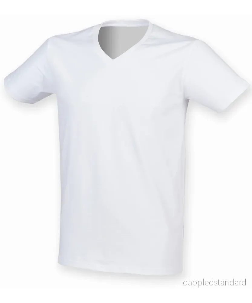 Herr T-shirt med V-hals i stretch - Bild 3