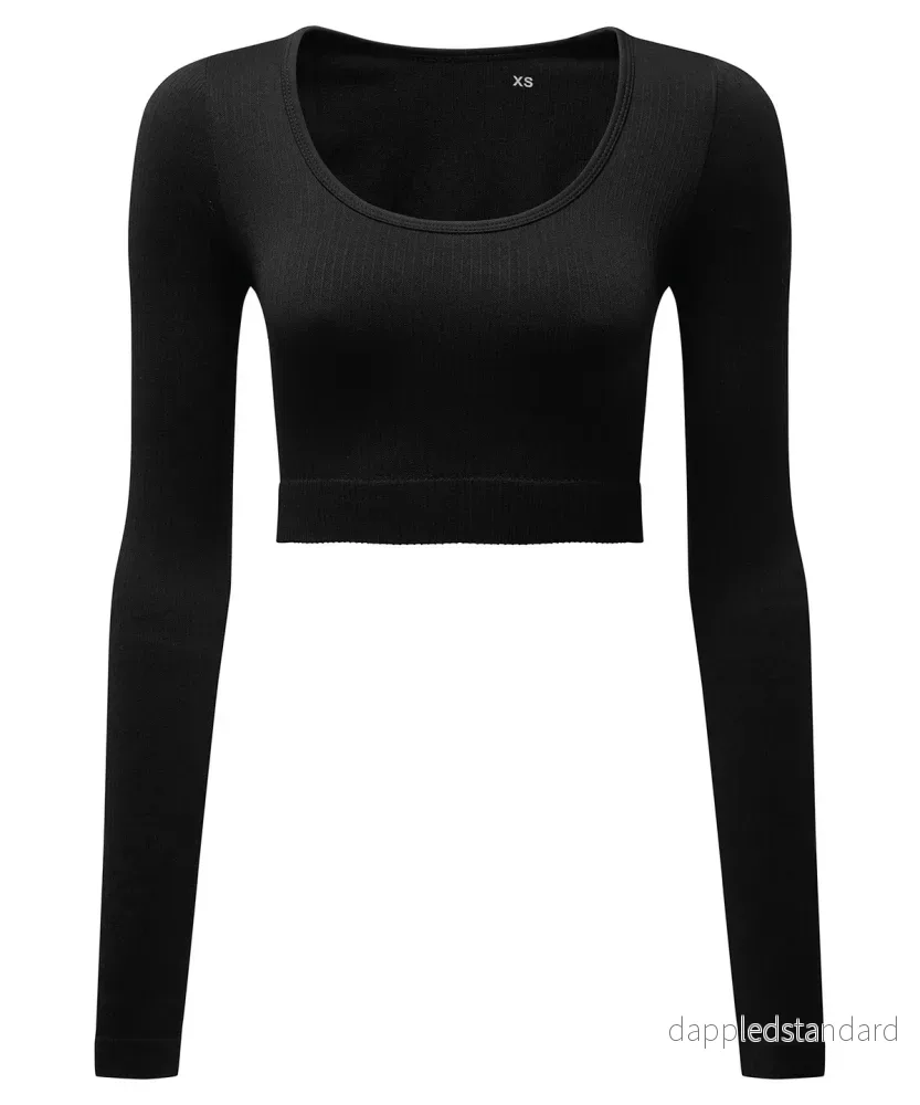 Dam TriDri ribbad sömlös '3D Figursydd' crop top - Bild 2