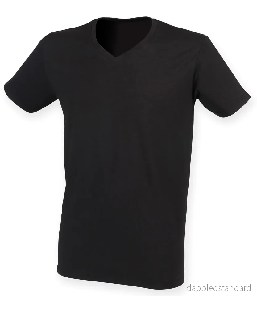 Herr T-shirt med V-hals i stretch - Bild 2