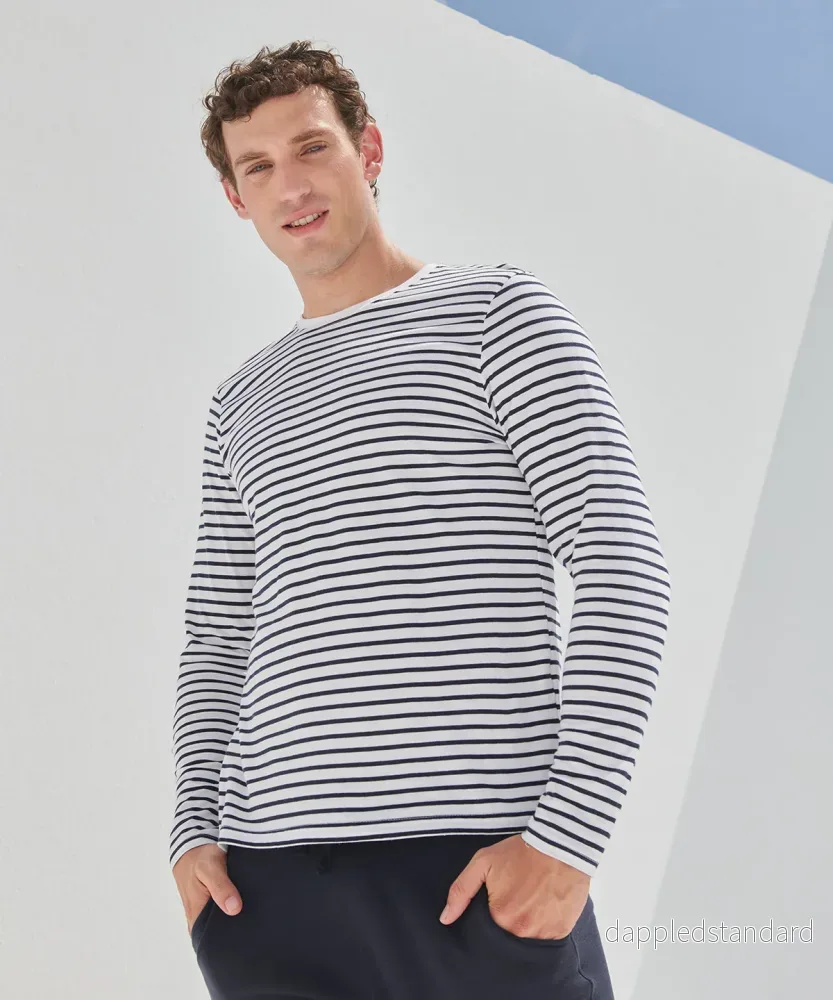 Unisex långärmad randig T-shirt