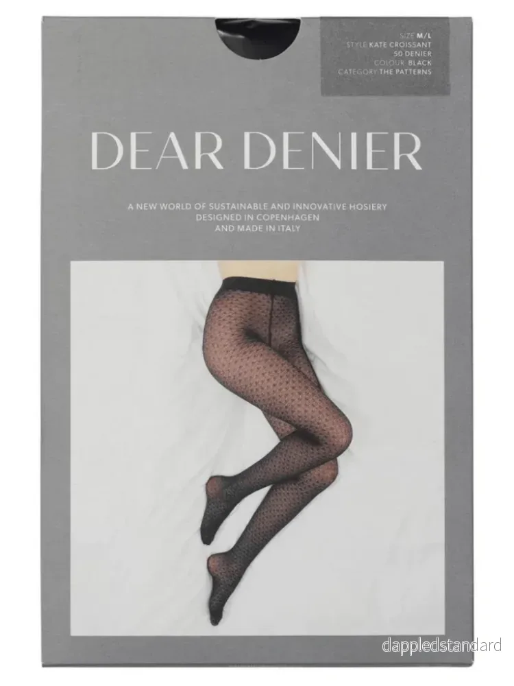 Svarta Dear Denier Tights med Jacquard Wave Mönster - Bild 3