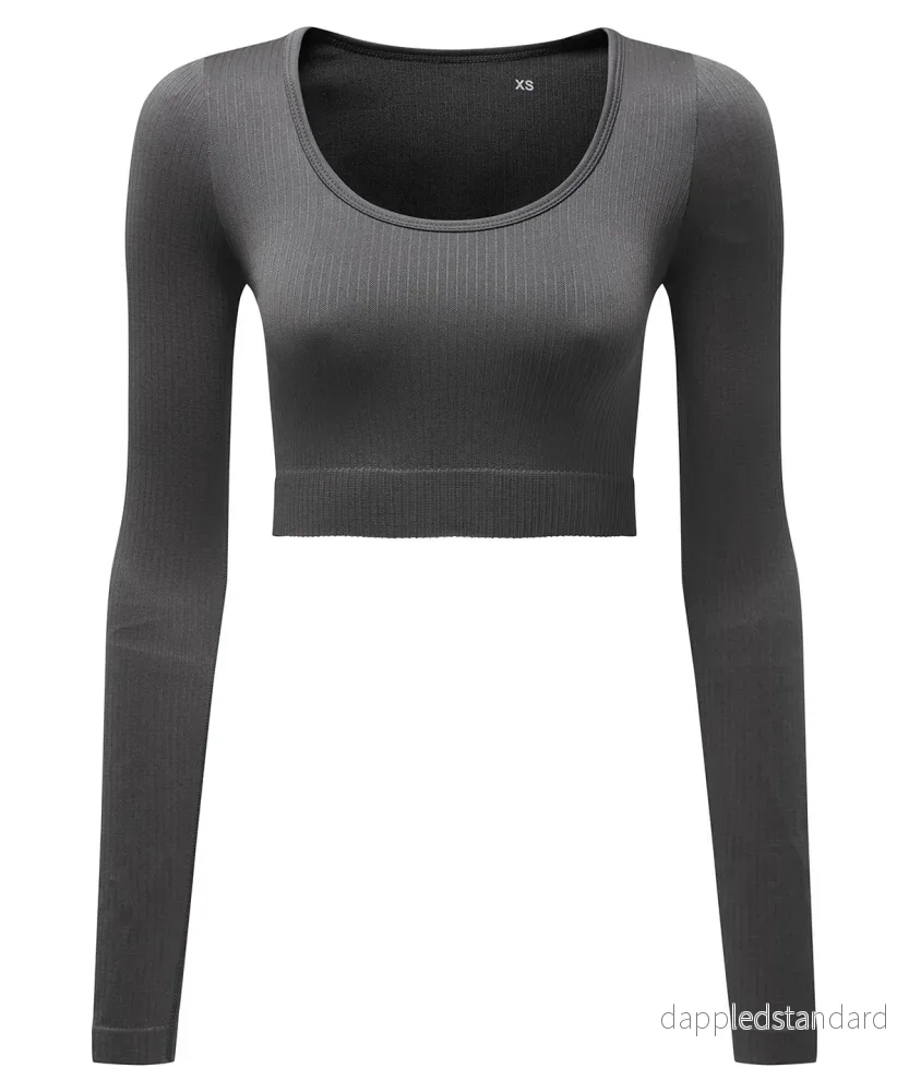 Dam TriDri ribbad sömlös '3D Figursydd' crop top - Bild 3