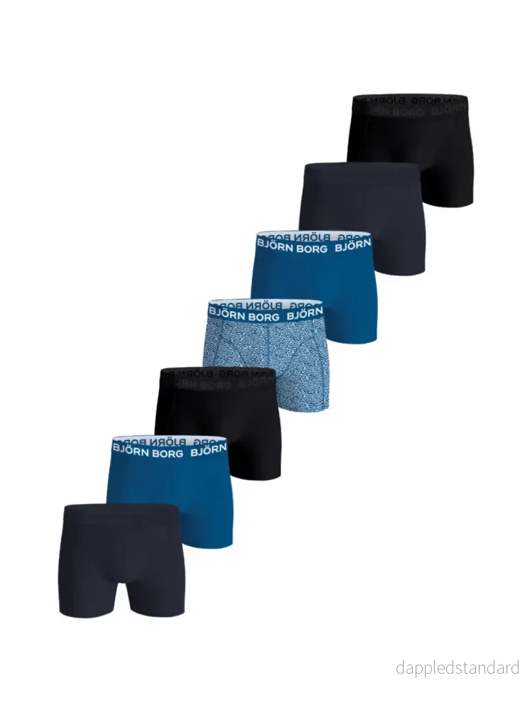 Björn Borg Multifarvet 7-Pack Boxershorts I Sort – Blå Nuancer