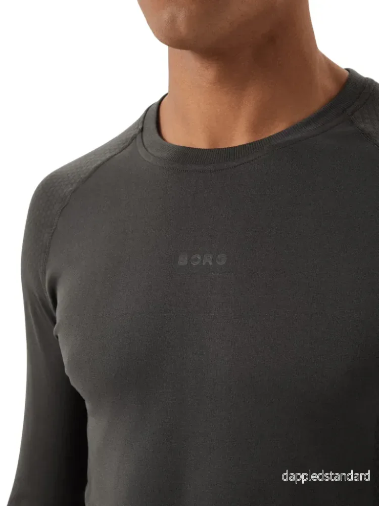 Björn Borg Mørkegrøn Running Seamless Langærmet T-Shirt - Bild 3