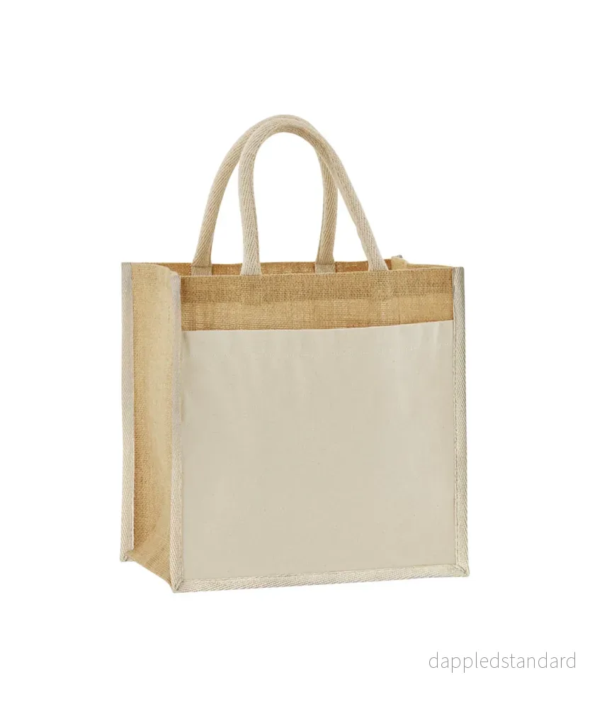 EarthAware Organic Cotton Pocket Jute Midi Tote - Bild 2
