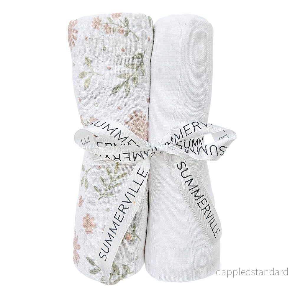 Ekologiska Baby Muslinfiltar 2-pack Blossom & White