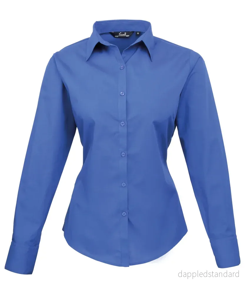Långärmad blus i poplin för damer Långärmad blus i poplin för damer