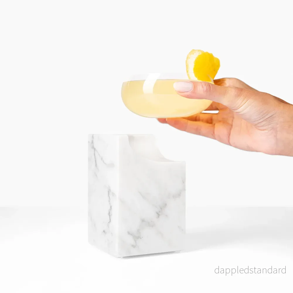 CLIFFHANGER COCKTAIL GLASS – CALACATTA CARRARA CLIFFHANGER COCKTAIL GLASS – CALACATTA CARRARA