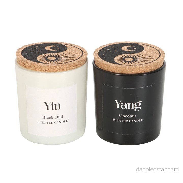 Set med 2 Yin Yang Svart Oud och Kokosnötljus - Bild 3