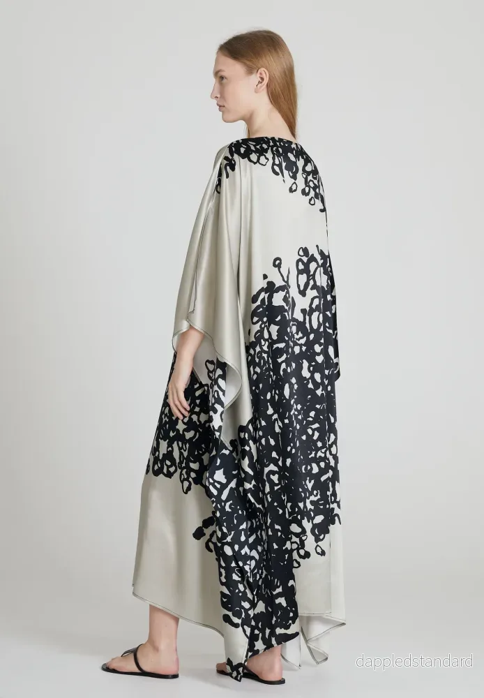 Majestic Silk Dress Kaftan - Champagne & Black - Bild 3