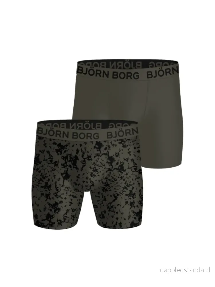 Björn Borg 2-Pack Armygrøn Performance Boxer Shorts