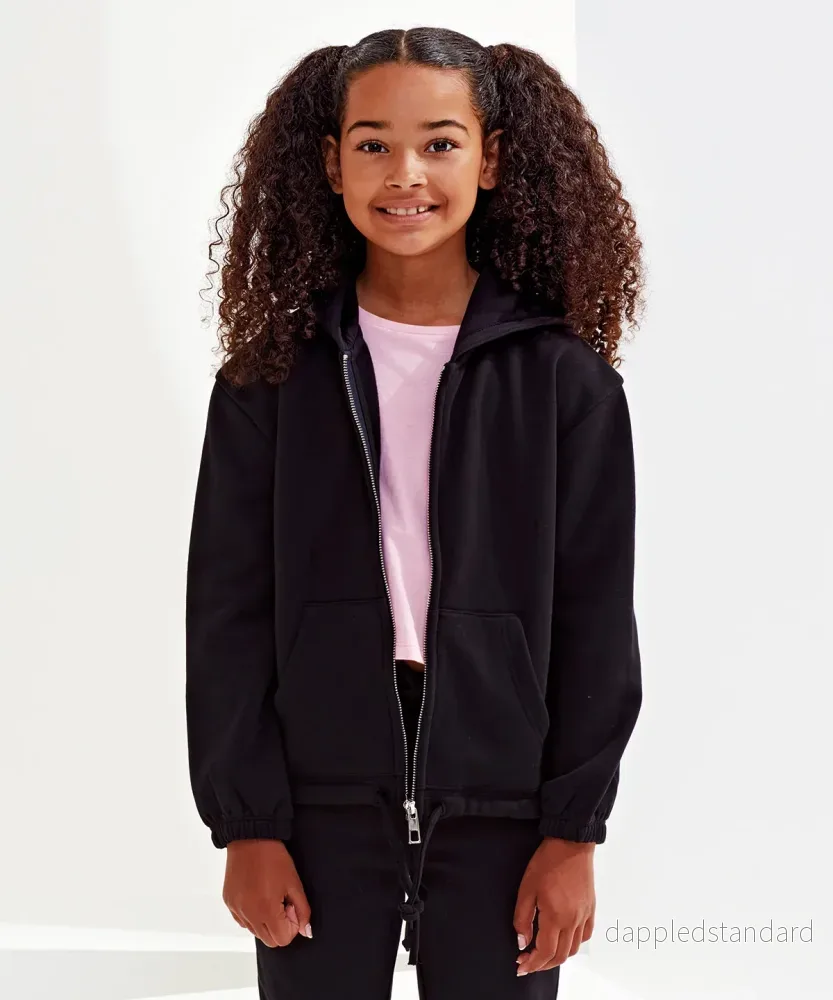 TriDri - Barn återvunnen cropped oversize hoodie med dragkedja